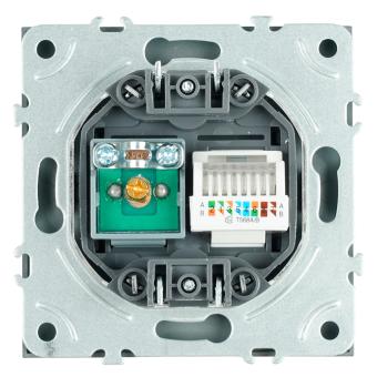 Розетка TV антенна + RJ-45 С/У Платиново-серый Эмили