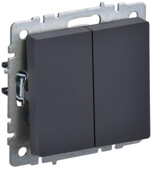 Переключатель 2-кл 10А C/У проходной Графит Brite
