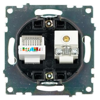 Розетка TV антенна + RJ-45 С/У Черный Катрин