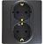 Розетка 2-ая с/з со шторками, авт. клем. Антрацит Legrand Etika